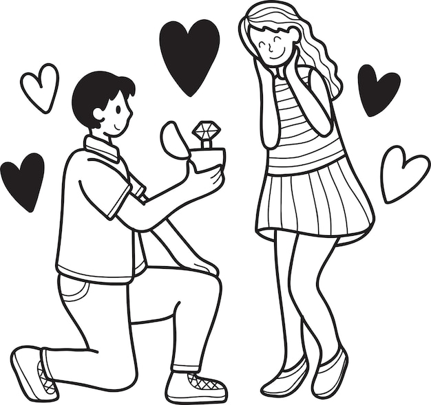 Premium Vector Hand Drawn Man Asking Woman To Marry Illustration