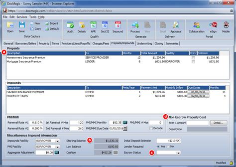 Prepaids Impounds Tab Docmagic