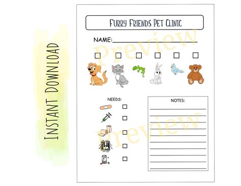 Pretend Printable Vet Forms