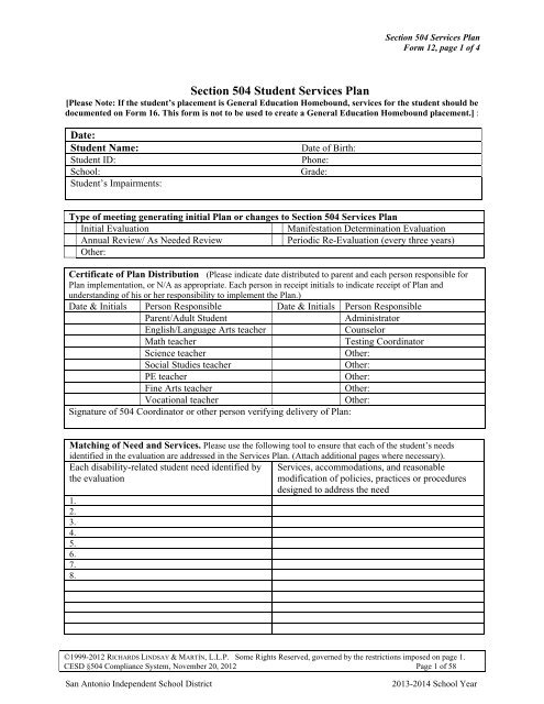 Printable 504 Plan Form Fill Online Printable Fillable Blank Pdffiller