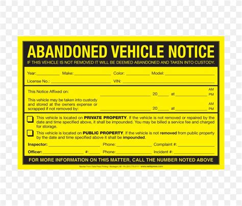 Printable Abandoned Vehicle Notice Template Printable Templates Free