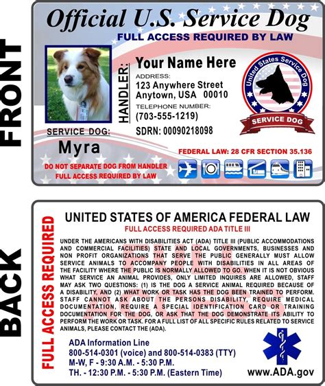 Printable Ada Service Dog Card Fill Out And Sign Printable Pdf