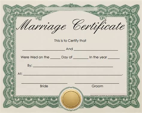 Printable Certificate Of Marriage