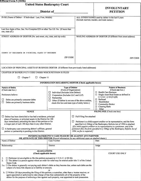 Printable Chapter 7 Bankruptcy Forms Newfreeprintable Net