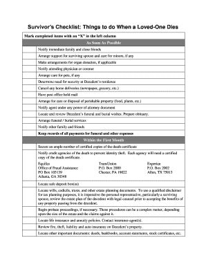 Printable Checklist After Death Of Parent Airslate Signnow