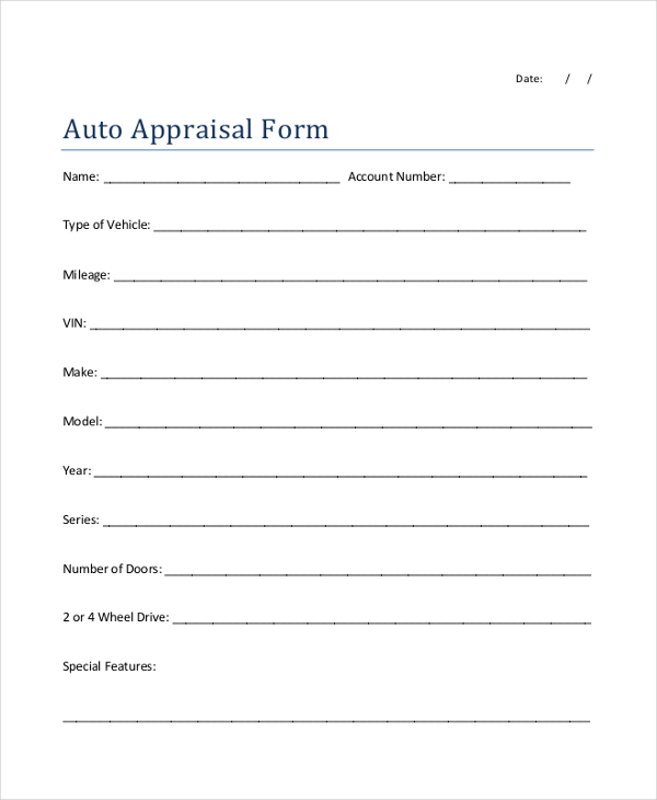 Printable Classic Car Appraisal Form Printable Forms Free Online