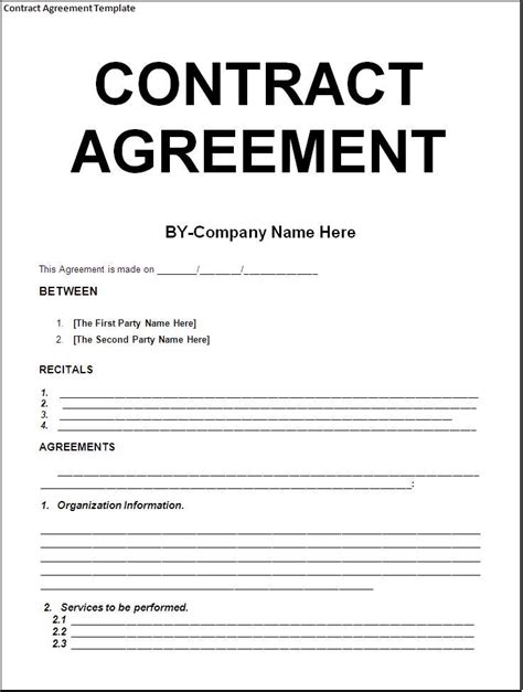 Printable Contract Template