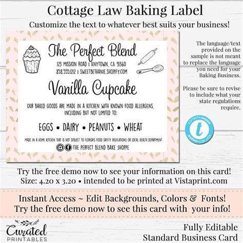 Printable Cottage Food Label Template Printable Kids Entertainment