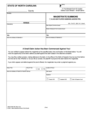 Printable Court Forms Civil Summons North Carolina 2020 2024 Fill And