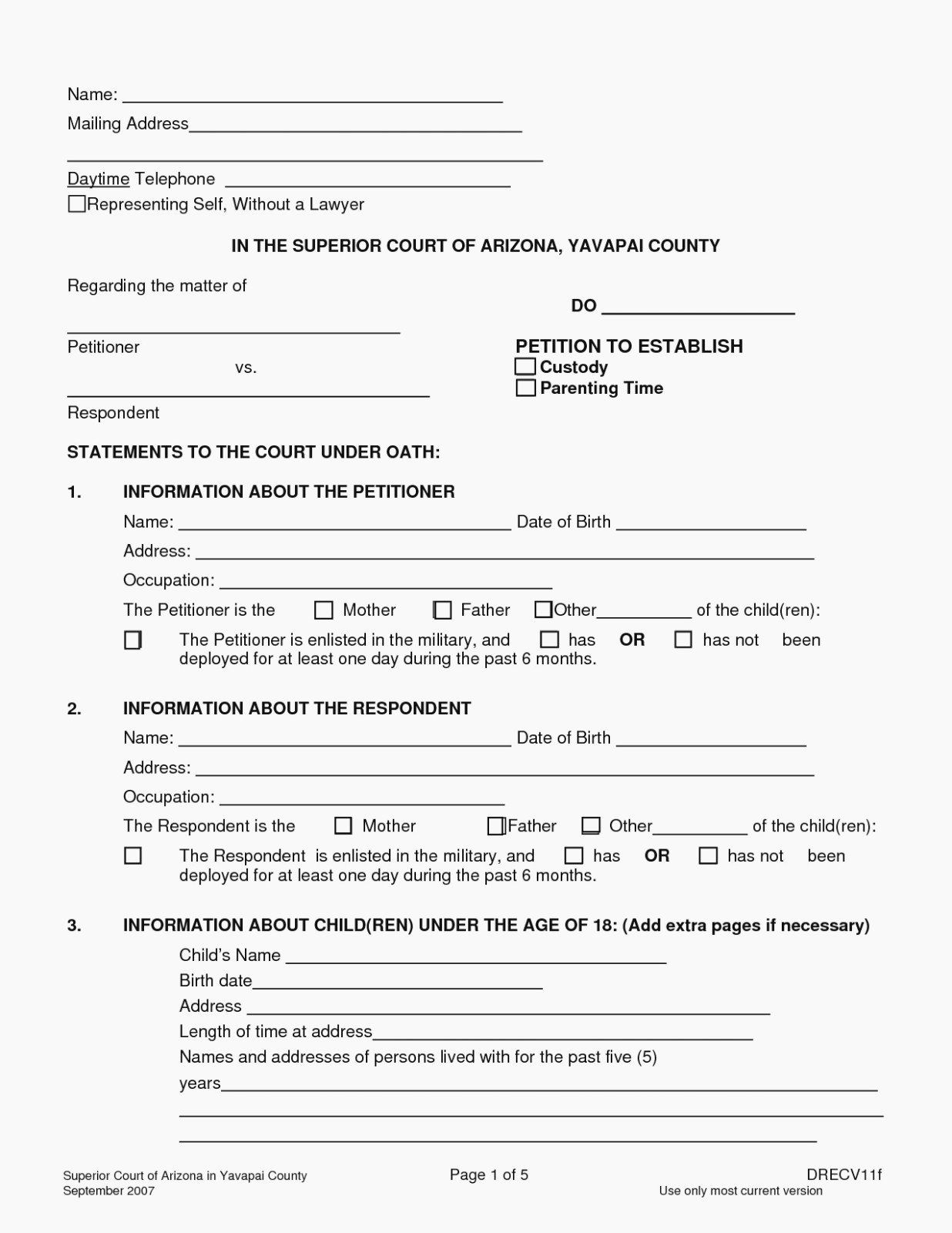 Printable Custody Agreement Template Calendar Printables