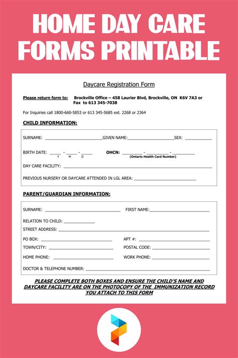 Printable Daycare Forms