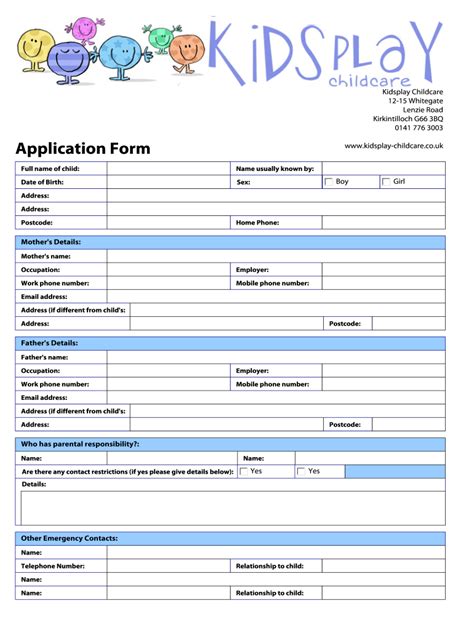 Printable Daycare Registration Forms Printable Forms Free Online