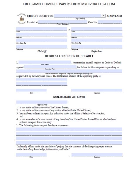 Printable Divorce Papers For Maryland Printable Divorce Papers