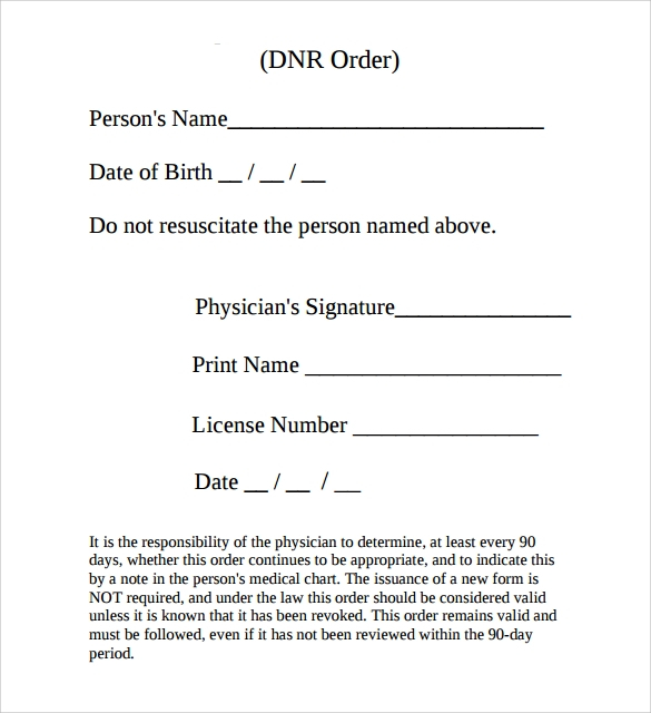 Printable Do Not Resuscitate Form Printable Form 2024