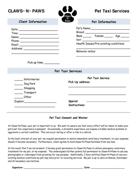 Printable Dog Boarding Form Template Doc Sample In 2021 Dog Boarding