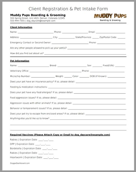 Printable Dog Boarding Forms Printable Forms Free Online