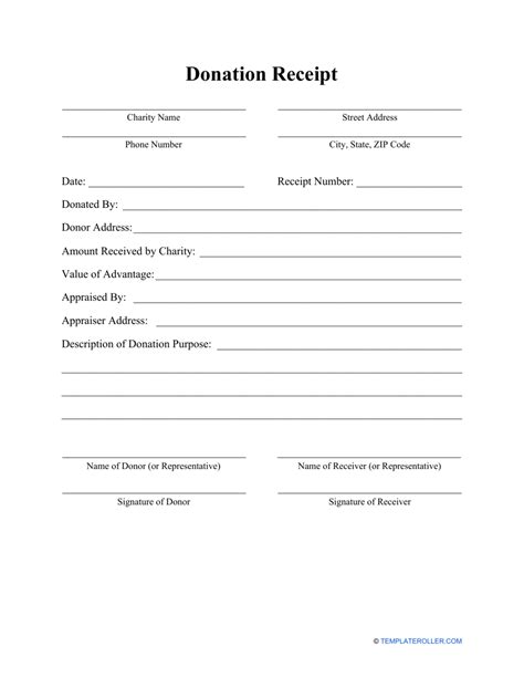 Printable Donation Receipt Form Printable Forms Free Online