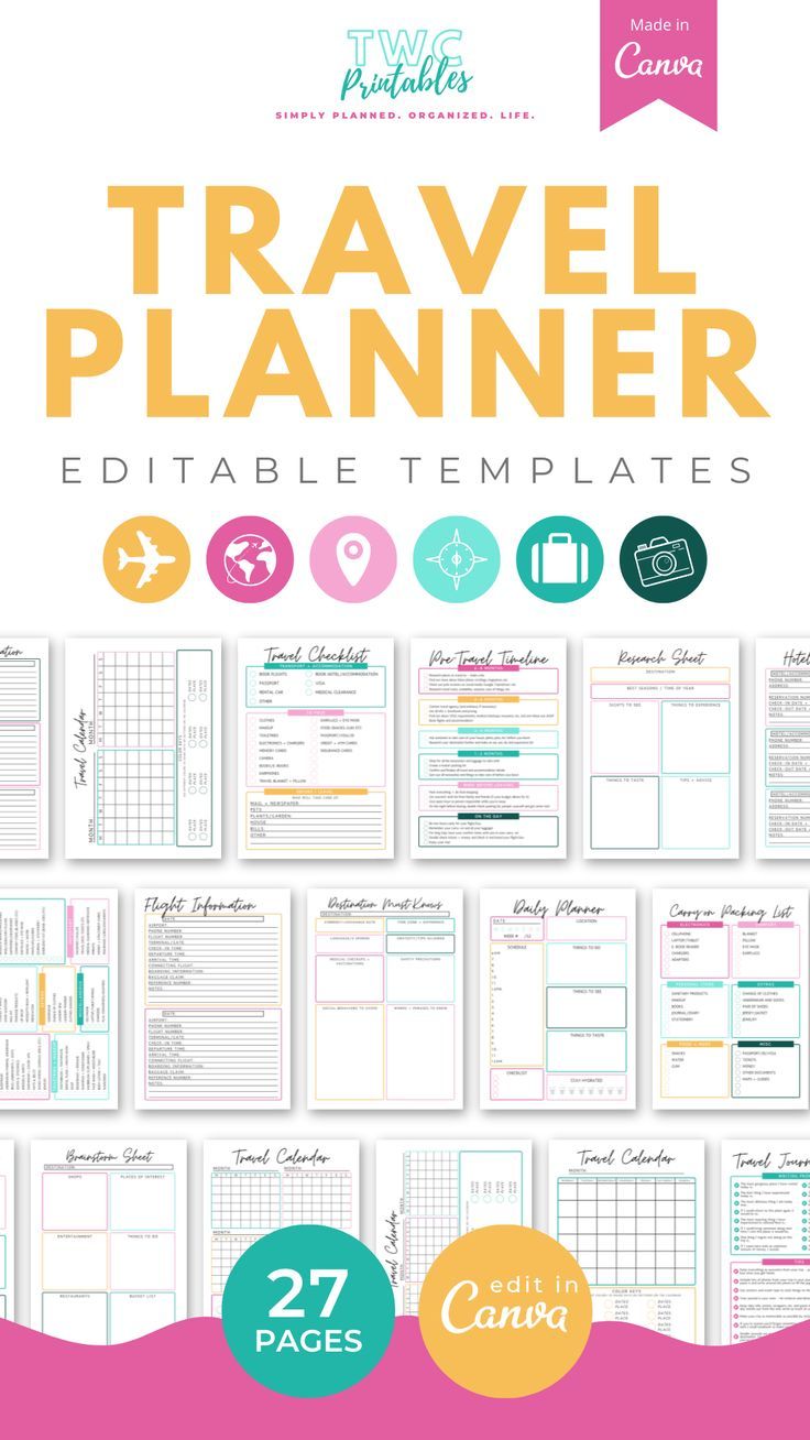 Printable Editable On Canva Business Trip Planner Efficient Travel