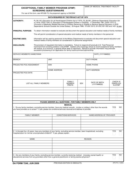 Printable Efmp Form Printable Forms Free Online