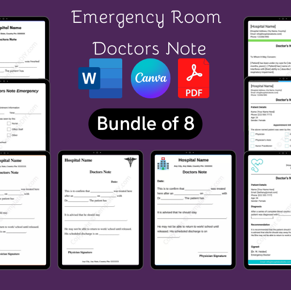 Printable Emergency Room Real Doctors Note For Work