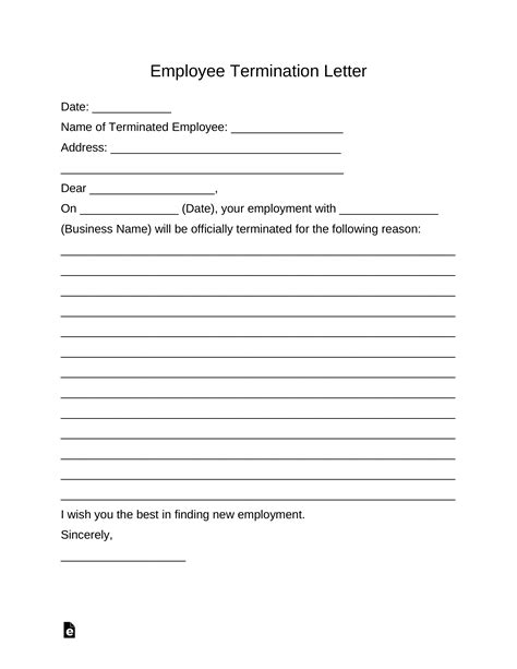 Printable Employee Termination Form Printable Forms Free Online