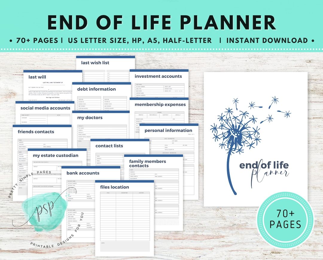 Printable End Of Life Planner Emergency Binder Documents Etsy