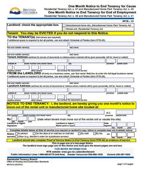 Printable Eviction Notice Bc Fillable Form 2024