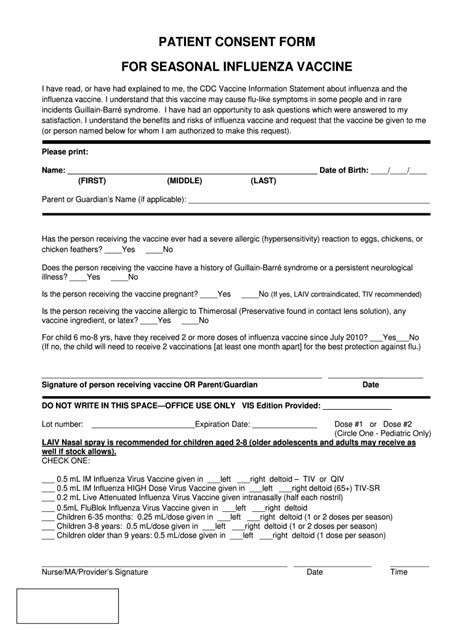 Printable Flu Vaccine Consent Form Complete With Ease Airslate Signnow