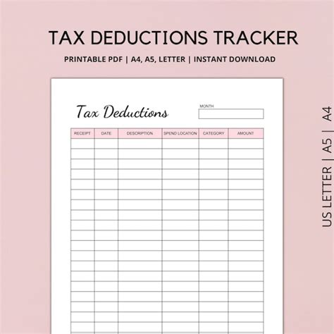 Printable For Keeping Track Of Tax Deductible Expenses Reading Log