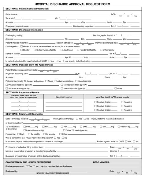 Printable Hospital Discharge Paperwork