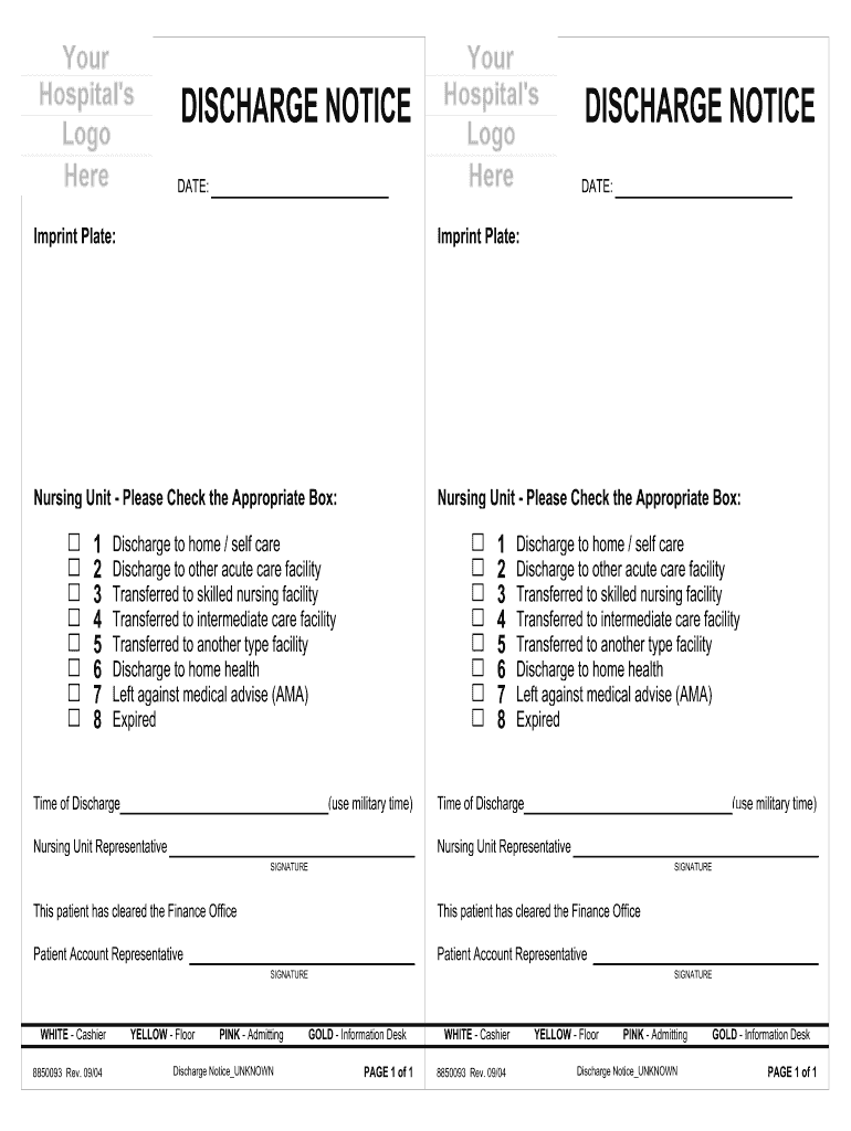 Printable Hospital Discharge Template Printable Word Searches