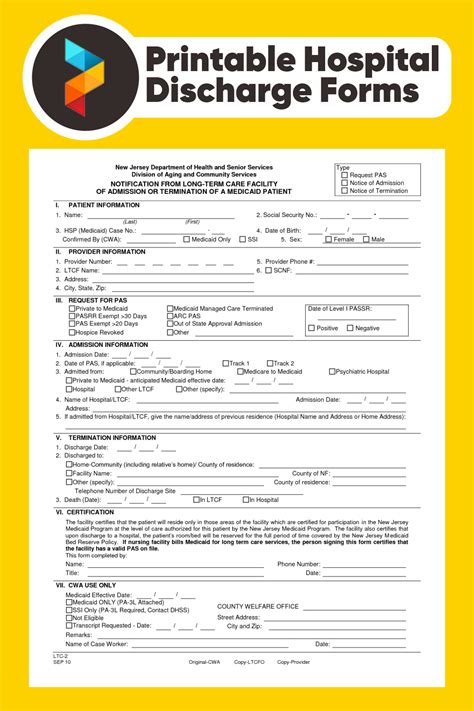 Printable Hospital Discharge Template