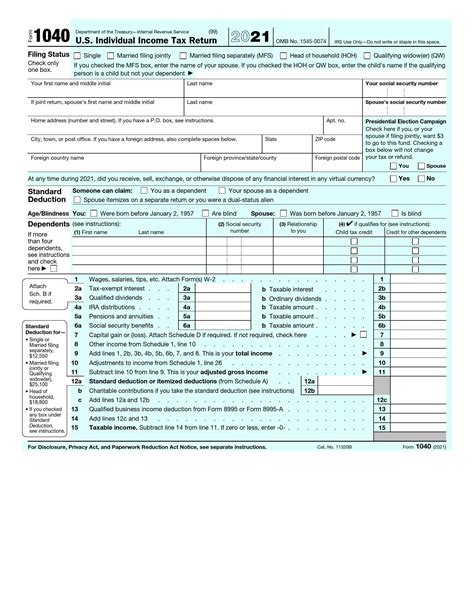 Printable Irs Form 1040 For Tax Year 2021 Cpa Practice Advisor