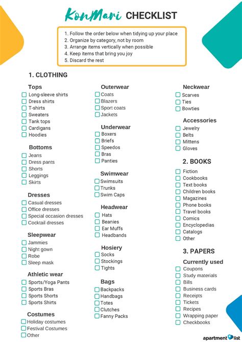 Printable Konmari Checklist Declutter Your Home With Marie Kondo Decluttering Checklists