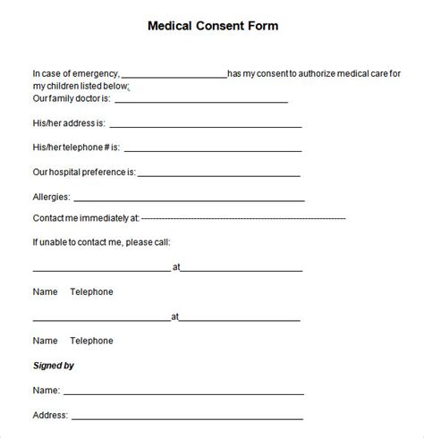 Printable Medical Consent Form Pdf