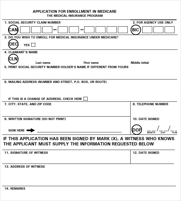 Printable Medicare Application Form