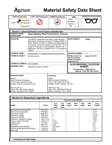 Printable Msds Sheets