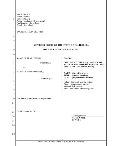 Printable Notice Of Hearing Legal Pleading Template