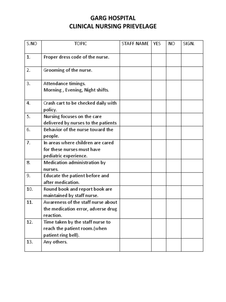 Printable Nursing Skills Competency Checklist Fill Online Printable