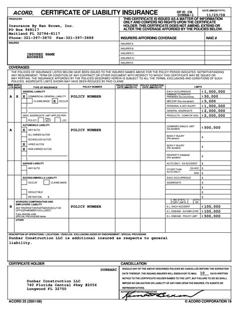 Printable Pdf Blank Certificate Of Insurance Form Airslate Signnow