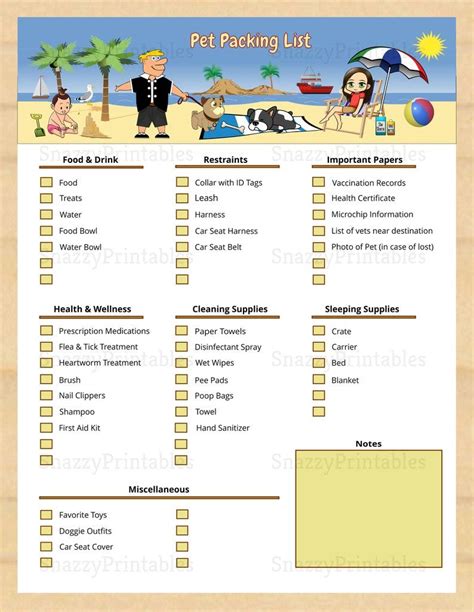 Printable Pet Packing List Dog Travel List Instant Download Pdf Etsy