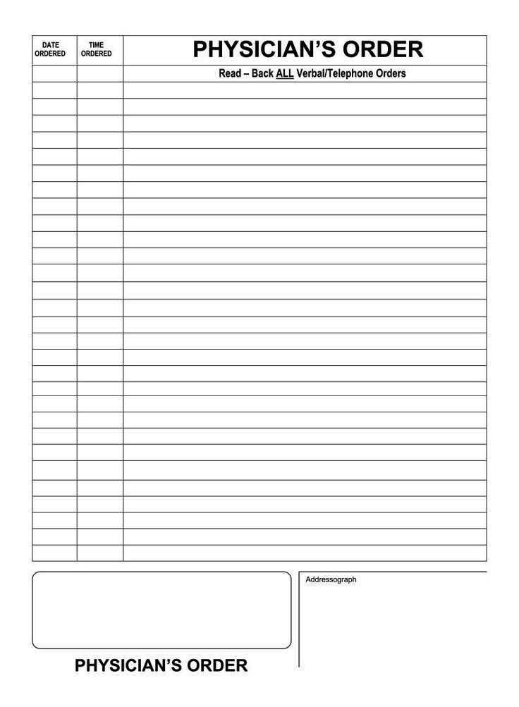 Printable Physician Order Form Template