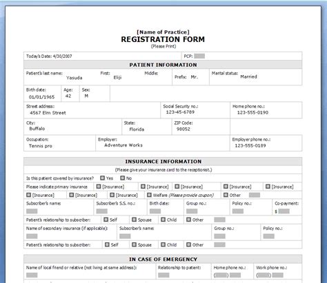 Printable Registration Form Templates Word Excel Samples