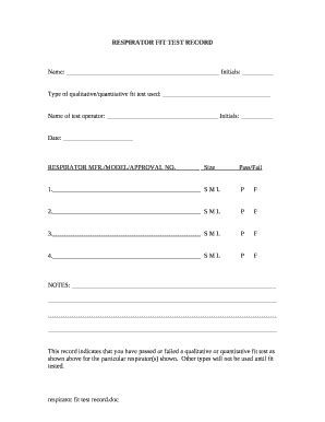 Printable Respirator Fit Test Form Template Airslate Signnow