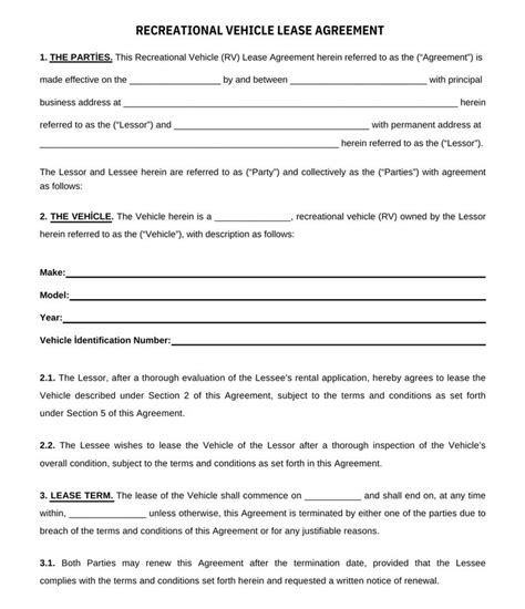 Printable Rv Rental Agreement Short Term Rental Rv Camper Pdf Digital