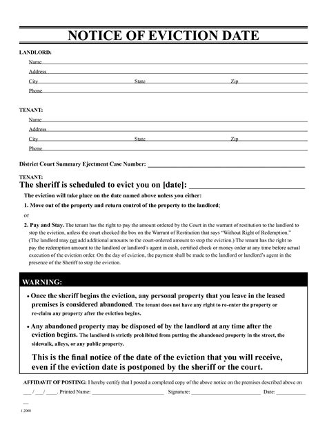 Printable Sample Notice Of Eviction Form Http Gtldworldcongress Com