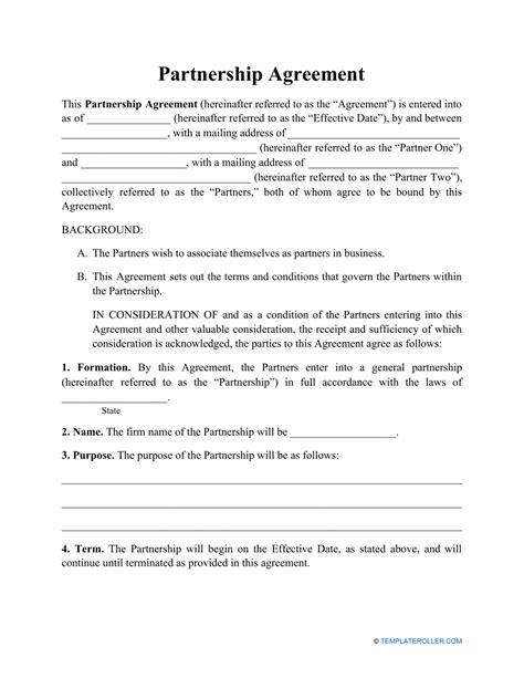 Printable Sample Partnership Agreement Sample Form With Regard To Small