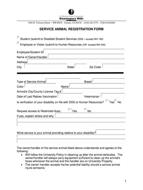 Printable Service Animal Paperwork