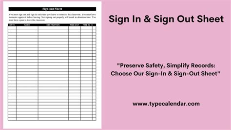 Printable Sign In And Out Sheet