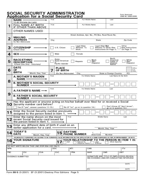 Printable Social Security Application Tutore Org Master Of Documents